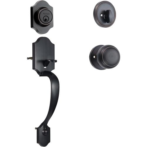 VEVOR Front Door Handle and Deadbolt Set, Front Door Lock Set with Interior Knob, Adjustable Hole Spacing Single Cylinder Handleset, for Right and Left Handed Entrance, Brushed Oil Rubbed Bronze