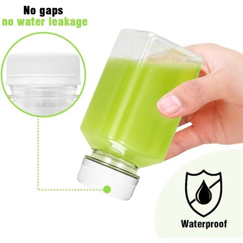 Plastic Juice Bottles, Reusable Juice Containers with White Tamper Proof Lids, Brush, Funnel and Labels, Clear Juice Containers for Juicing, Smoothie and Homemade Beverages (6PCS 4oz)