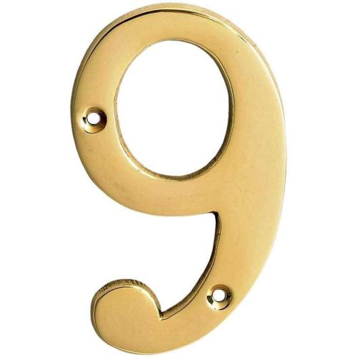 eSplanade 4 Brass House Hotel Door Number Plaque Numeric Numerical Digit 0-9 (9 (Nine))