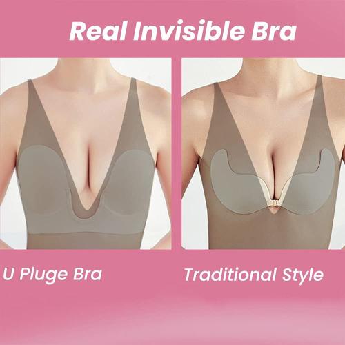 SIZE D COLOR BEIGE TITU Plunge Strapless Bra Push Up - Sticky Bra Invisible Adhesive for Backless Dress