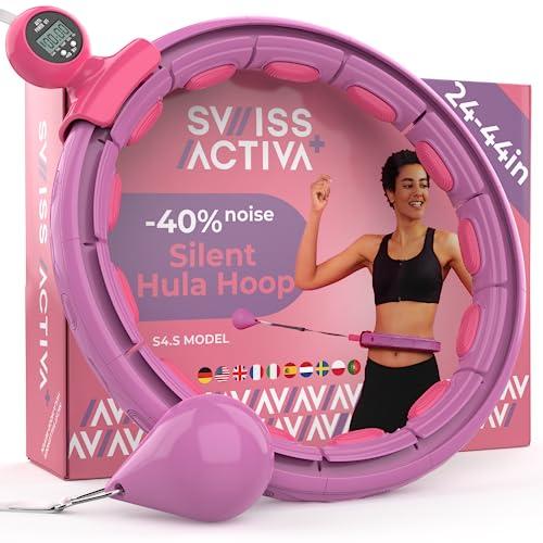 Size 22-44 Swiss Activa  S4.S Silent Weight Loss Hula Hoop with Counter -Waist Size 22-44in - Infinity Hoop- Smart Weighted Hula Hoop- Smart Hula Hoop- Weighted Hula Hoops for Women- Weight Hula Hoop