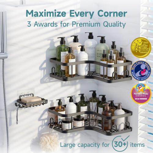 Veken Corner Shower Caddy 3-Pack, Advanced Rustproof Design&Stable Storage