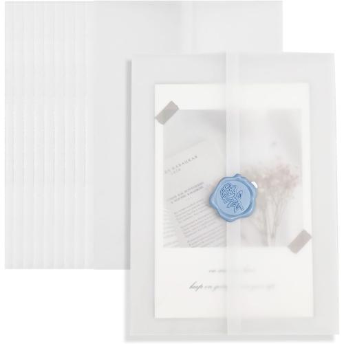Pilloze 50 Pack Vellum Jackets for 5x7 Invitations - Pre-Folded 115GSM Wedding Invitation Wraps for Wedding, Invitation Cards, Greeting Cards, Baby Shower, Birthday