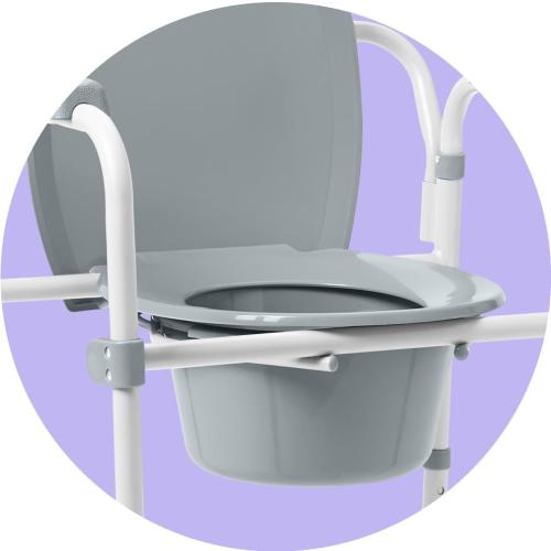 Medline 3-in-1 Elongated Bedside Commode, Portable Toilet, Sturdy, 16 to 22 Seat Height, 16.5 Seat, 7.5 Qt. Bucket, 350-lb. Capacity, Steel ❗MAY HAVE MISSING PIECES❗