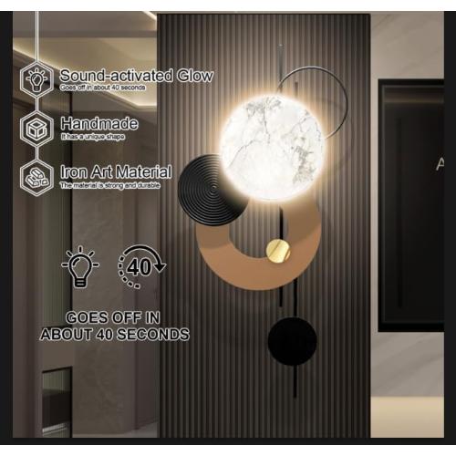 Large Metal Wall Decor with Light Modern Metal Wall Art Voice Controlled Luminescence3D Wall Sculptures Wall Hanging Decoration for Living Room Dinning Room Entryway Kitchen Office (19L“x39W-Light)