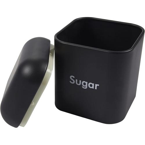 Juvale Flour & Sugar Storage Containers - Set of 2 40 oz (4.5 x 6 in) Black Iron - Airtight Silicone Gasket Seal - Flour Canister & Sugar Container