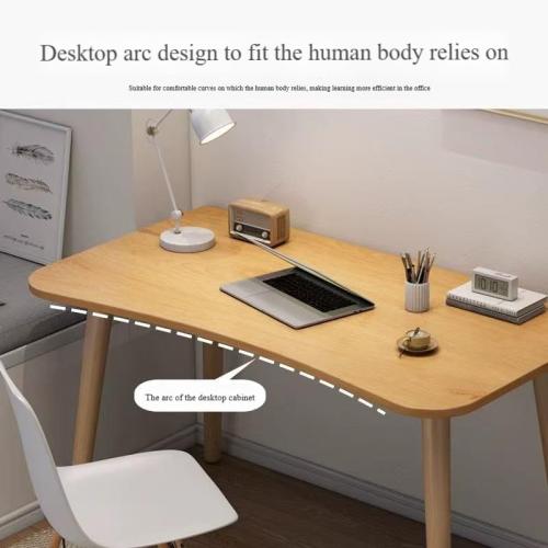 Modern Wooden Computer Desk, Curved Edge Design, Natural Oak Finish (Nordic Maple Color, 32 * 16 * 29.2)