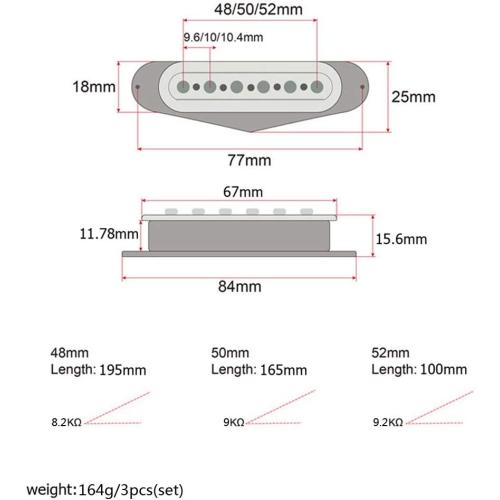 Single Coil Guitar Pickup Set,Alnico High Output 5 Strat Pickup Guitar Neck/Middle/Bridge Pickup for Strat Style Electric Guitar Without Pickup Cover Humbucke