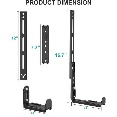 WALI Universal Soundbar Mount for TV, Heavy-Duty Bracket for Mounting Above or Below Screen, Length Up to 16.7,Fits Samsung,Sony,Bose,LG,Vizio,Roku,Vizio,Bose & More (SBR206)