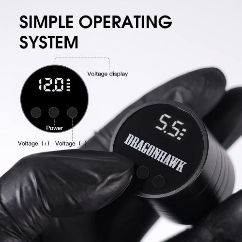 Dragonhawk Cartridges Tattoo Gun Machine Kit - S12 Corded/Cordless Rotary Pen with 2 Rechargeable Batteries Complete Tattoo Kit for Beginners