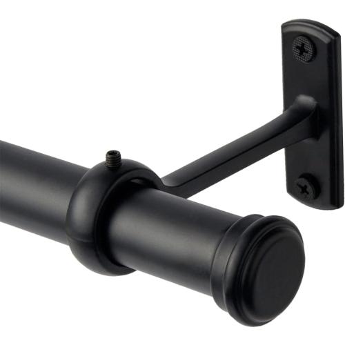 1 Inch Curtain Rods 48 to 86-Inch, Curtain Rods for Windows 48 to 84, Hanging Curtain Rod&Wall Mount with Brackets, Outdoor Curtain Rod, Curtain Rods for Windows 48 to 86-Inch: Black (48‘’-86‘’)