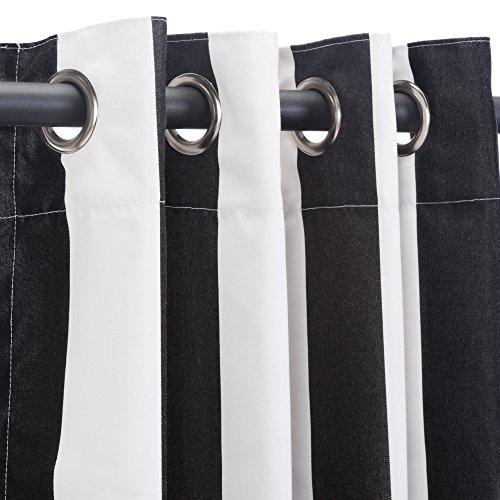 Comfort Classics Sunbrella Outdoor Curtain Panel, Nickel Grommet Top, 50 by 84 Inch in Cabana-Black; Perfect for Your Patio, Porch, Gazebo, or Pergola Inc.