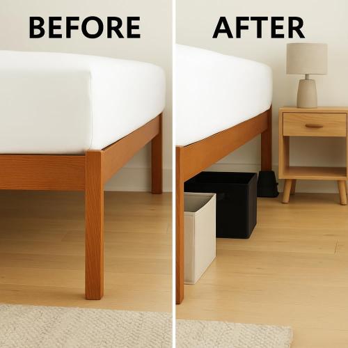 SKYREN Bed Risers, 6 Inch Heavy-Duty Plastic, Black, 4 Pack, for Beds, Couches and Tables