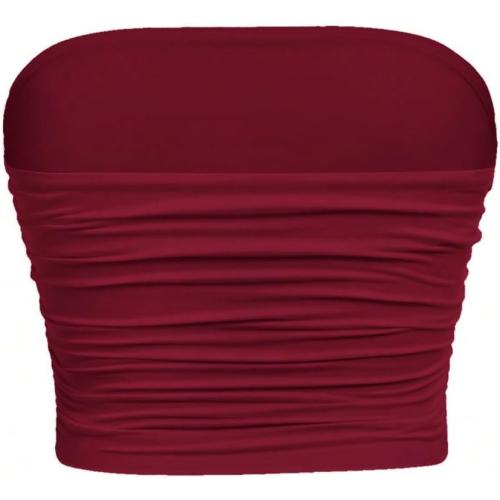 Size L TYSSEDAL Girl's Ruched Strapless Tube Top Sleeveless Cropped Bandeau Basic Summer Cute Tops for Girls