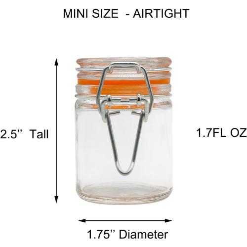 1.7 oz Mini Glass Spice Bottles, 24 Pack Small Glass Jars with Airtight Lid and Leak Proof Rubber Gasket, Empty Spice Containers with Labels for Home and Kitchen