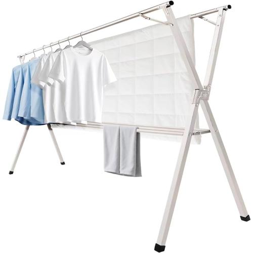 Foldable Clothes Drying Rack, Heavy Duty Stainless Steel Laundry Drying Rack for Indoor Outdoor, Clothes Rack Adjustable Length.