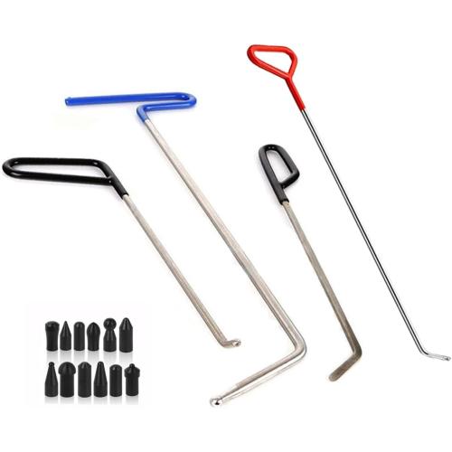 LadyRosian Paintless Dent Removal Rods Kit 18PCS with Rubber Replaceable Heads Tool for Car Body Hail Damage Dent Repair