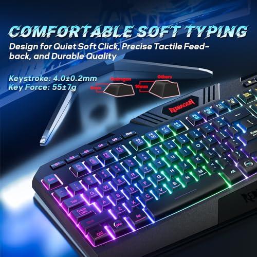 Redragon S101-3 PRO Gaming Keyboard and Mouse, RGB Backlit Programmable Keyboard Mouse with Software, Independent Macro Record Keys, Value Combo Set, New Update Version