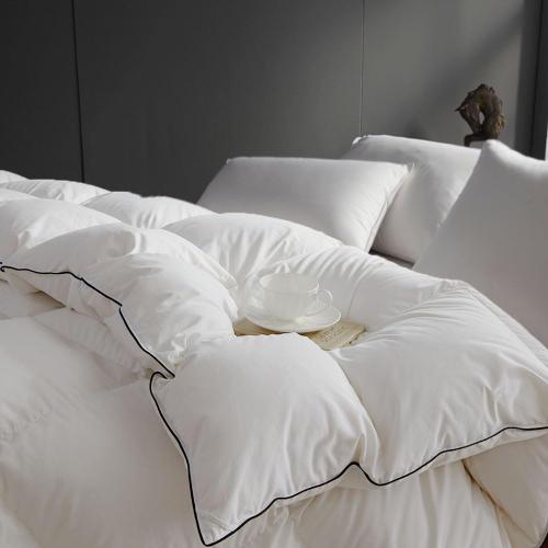 Noiseless Queen Size Down Comforter,Medium Weight All-Season Duvet Insert with 8 Loops,Luxury Bedding Comforter, White,90x90