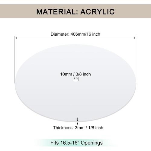 Round Lampshade Diffuser, 16 Diameter with 3/8 Center Hole Diffuser Lamp Shade for Drum Style Lampshades Pendants Softening Light, Frosted White Acrylic, Fits 16.5-18 Openings