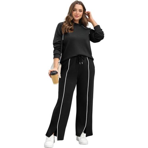 WIHOLL Lounge Sets for Women 2 Piece Fall Outfits 2025 Wide Leg Pant Matching Sets Womens Clothing