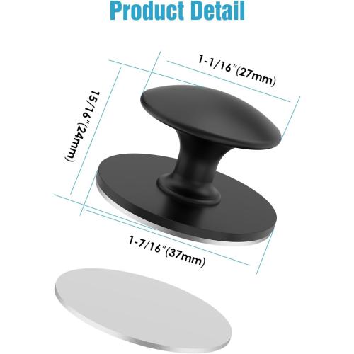 20 Pack Black Self-Adhesive Cabinet Knobs, Self-Stick Hardware Kitchen Cabinet Handles, No-Punch Peel and Stick Drawer Knobs for Refrigerators, Dressers, Windows, Closets