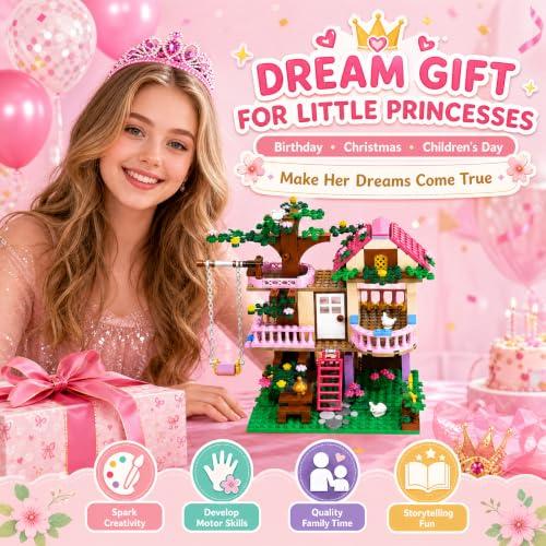 CSNRHG Tree House Building Set Multi Level Forest House Swing Animal Figure