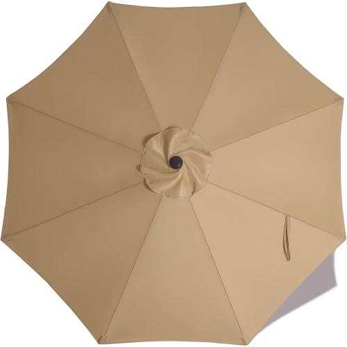 ABCCANOPY 9ft Outdoor Umbrella Replacement Top Suit 8 Ribs (Khaki)