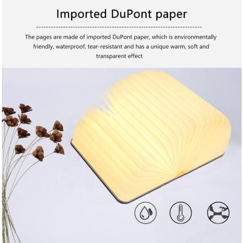 Anwick Lamp Book Large Size Folding Mood Light, Novelty LED Night Light, USB Large Capacity Rechargeable Wooden Table Lamp