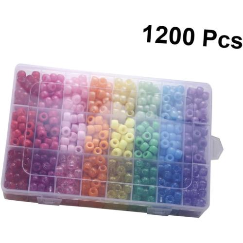 DOITOOL 1200pcs Beads Plastic Large Hole Beads DIY Jewelry Making for Bracelets Necklace DIY Accessories