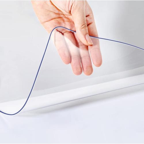 Size 8X48 Inch Clear PVC Table Cover 1.5mm Thick Crystal Table Topper Protector Rectangular Vinyl Plastic Desk Pad Transparent Tablecloth for Side End Table Night Stand Dresser