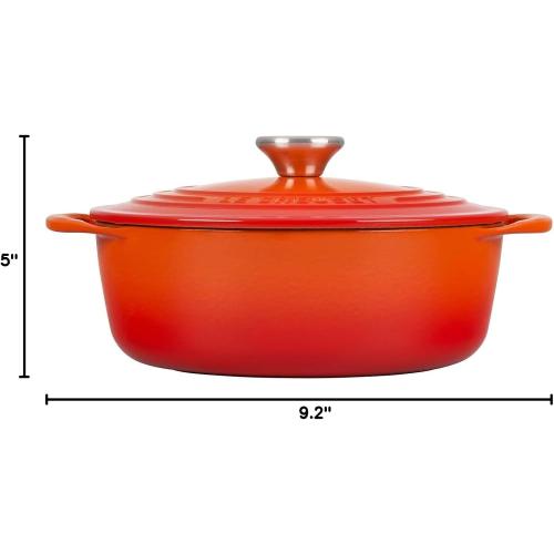 Le Creuset Cast Iron Shallow Round Dutch Oven, 2.75qt, Flame