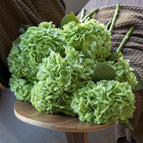 DUYONE 3Pcs Real Touch Hydrangea Artificial Flowers,Green 3Pcs