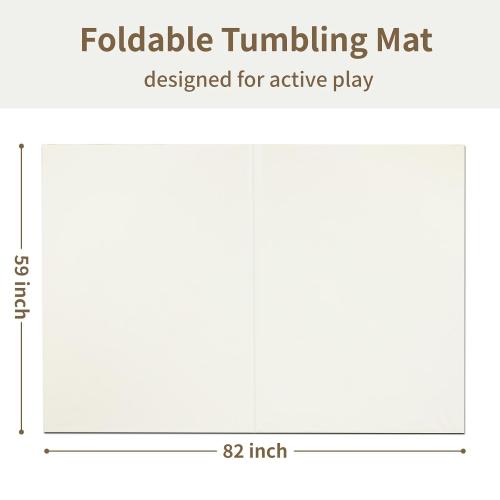 Large Vegan Leather Baby Play Mat for Floor,1.3Thick Foam 59x82 Foldable Waterproof Kids Play Mat,Stylish and Just Wipe-Clean Playmat for Baby Play on Floor (Beige)