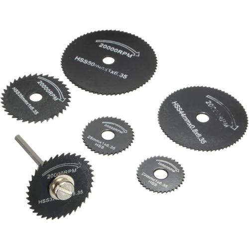 6pcs 1/8 HSS High Speed Steel Circular Saw Blades For Dremel Drills Rotary Tool W/Shank by YEEZUGO