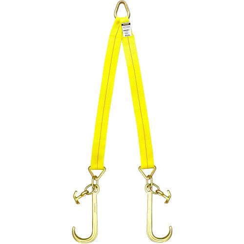 Tow Straps V Bridle, 3 x 36 Recovery V-Strap with 15 J Hooks and T-J Hooks, 5400LBS Recovery Bridle, Towing Strap with Hook for Wrecker, Rollback, Car Hauler
