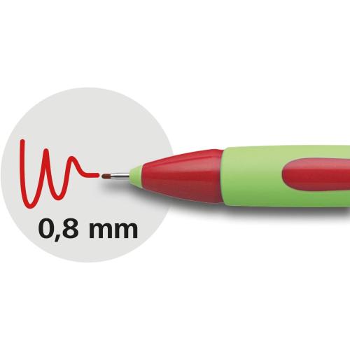 Schneider Xpress Premium Fineliner, 0.8 mm Porous Point, Light Green Barrel, Red Ink, Box of 10 Pens (190002)