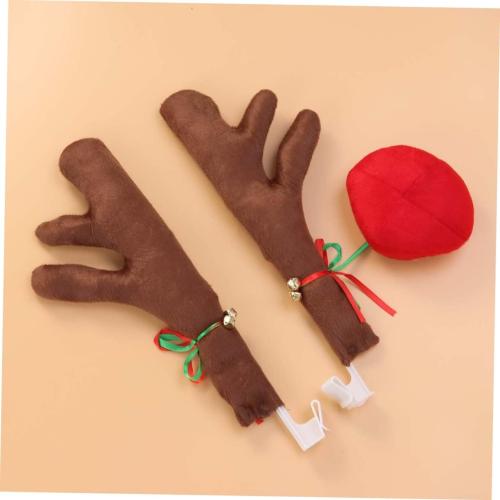 Christmas Car Reindeer Antler Kits Brown Car Antlers with Nose Sturdy Fabric