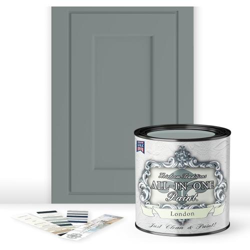 ALL-IN-ONE Paint by Heirloom Traditions, London (green gray), Quart - Durable cabinet and furniture paint. Built in primer and top coat, no sanding needed. Includes our 30 featured color card.