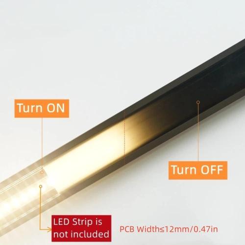 20-Pack 3.3FT/1M LED Strip Aluminum Channel Diffuser,Collar Shape Tape Light Under Cabinet Floating Shelf Alcove Recessed 17X7MM Matte Black Anodized Track, PC Black Cover Concave Slot Profile