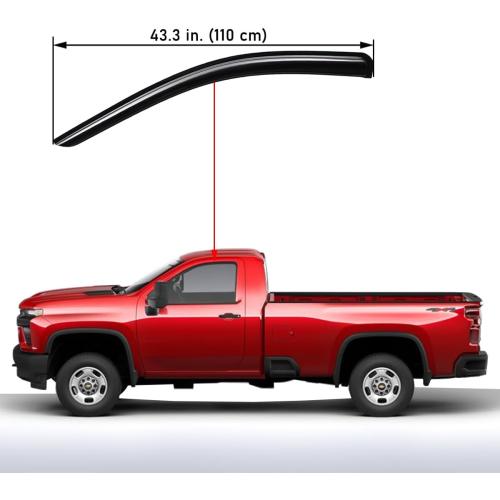 Lightronic Extra Durable Outside-Mount Auto Vent Window Visors, Fits 2020-2025 Chevrolet Silverado & GMC Sierra 2500 HD & 3500 HD, Regular Cab, UV-Protect Rain Guards Wind Deflectors, Smoke, 2-Pcs