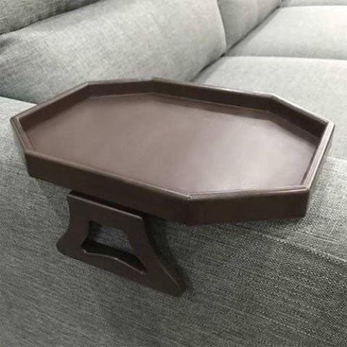 Sofa Arm Clip Table, Armrest Tray Table, Drinks/Remote Control/Snacks Holder … (Platic, Brown)
