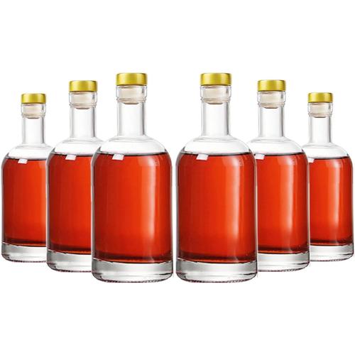 Clear Glass Bottles 12 oz - 375ml [Pack of 6] for Wine Beverages Drinks Oil Vinegar Kombucha Beer Water Soda with Cork Stopper Airtight Lid
