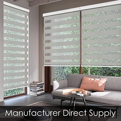 Homebox Zebra Roller Shades for Indoor Windows, Light Filtering Dual Layer Sheer 23 Inch Mini Blinds for Kitchen Bathroom, 23 W x 72 H Light Gray