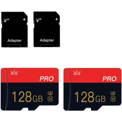 2 Pack Micro Memory Card 128GB Class 10 with Adapter High Speed Memory Card for Tablet,Drone