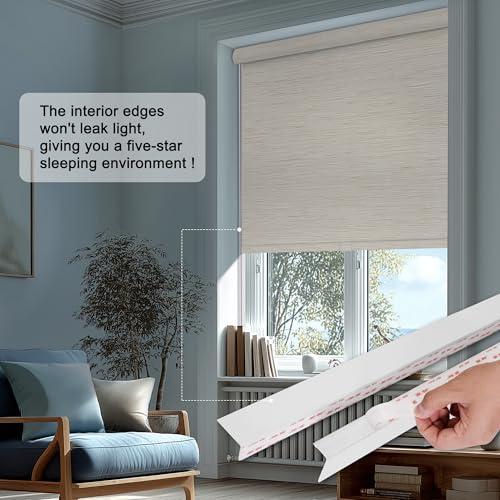 Blackout Roller Shades for Windows,Cordless,Striped Jacquard Roller Blinds with Cassette Valance,Thermal Insulated UV Protection Window Shades for Home Office Bedroom,Beige,Custom Sizes
