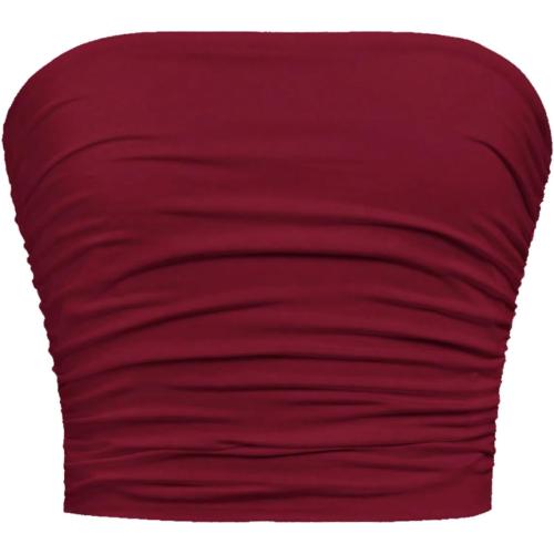 Size L TYSSEDAL Girl's Ruched Strapless Tube Top Sleeveless Cropped Bandeau Basic Summer Cute Tops for Girls