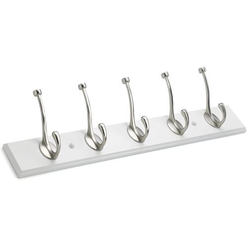 Richelieu Hardware T030210195 Transitional Hook Rack 25-5/8 in (650 mm), White and Brushed Nickel