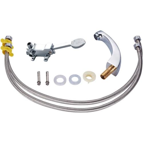 Hot and Cold Models Foot Switch Thicken Floor-Standing Installation Faucet Pedal Faucet Taps Foot Valve Switch, for Bathroom Wash Basins in Hospitals, Public Places Faucet/1 Set Full Moon