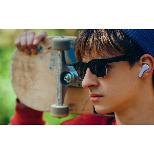 JBL Vibe Beam - True Wireless JBL Deep Bass Sound Earbuds, Bluetooth 5.2, Water & Dust Resistant, Hands-free call with VoiceAware, Up to 32 hours of battery life (White)